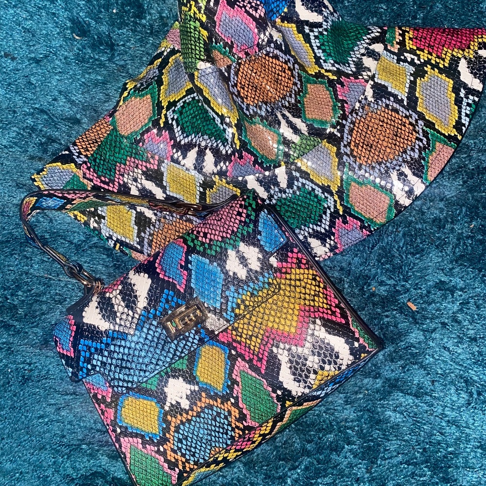 Multicolor hat w/purse